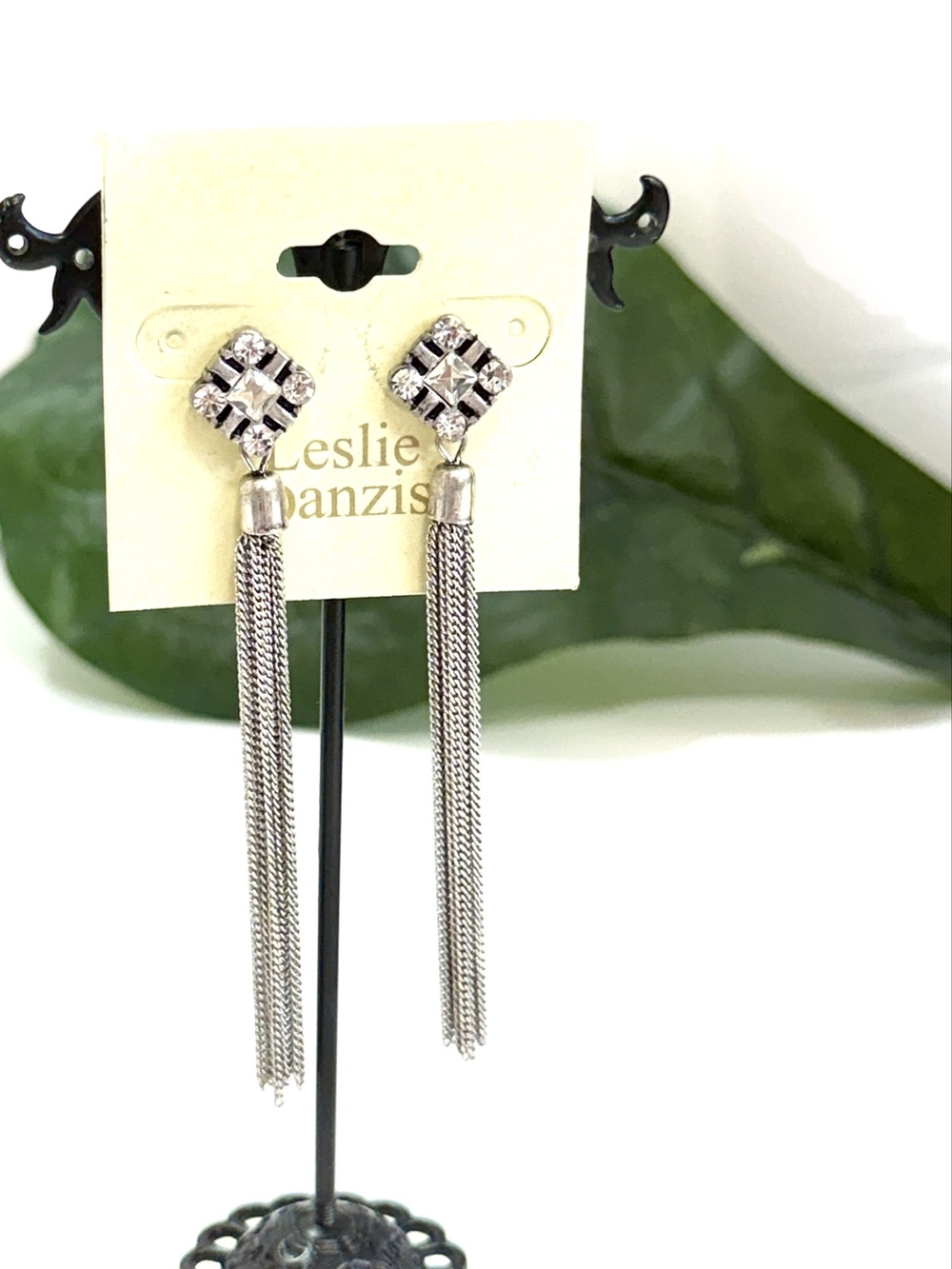 Leslie Danzis Crystal Tassel Drop Earrings Silver | NWT
